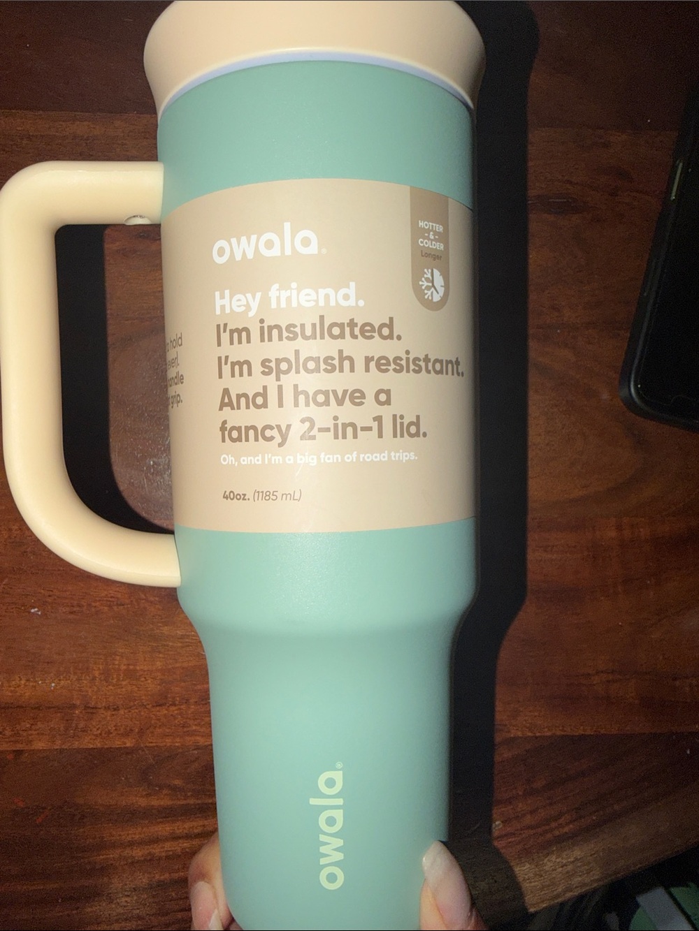 NEW Owala 40oz 2 in 1 Lid Insulated Travel Mug with Handle in Mist Medow